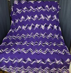Afghan NEW Handmade Crochet Throw 50”x 52” Chevron Zig Zag Design Purples/White