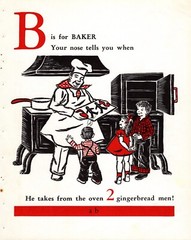 Vintage ABC Letter B Alphabet Print 1950s Baker Chef Gingerbread Cookies 5205