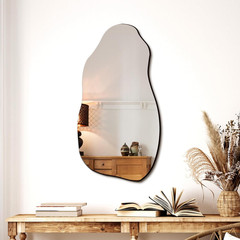 Irregular Asymmetrical Wall Mirror for Living Room Bathroom Entryway, Modern Dec