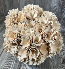Sola Woodland Tan Flower Ball Home Decor Everlasting Faux Flowers 7in Bouquet