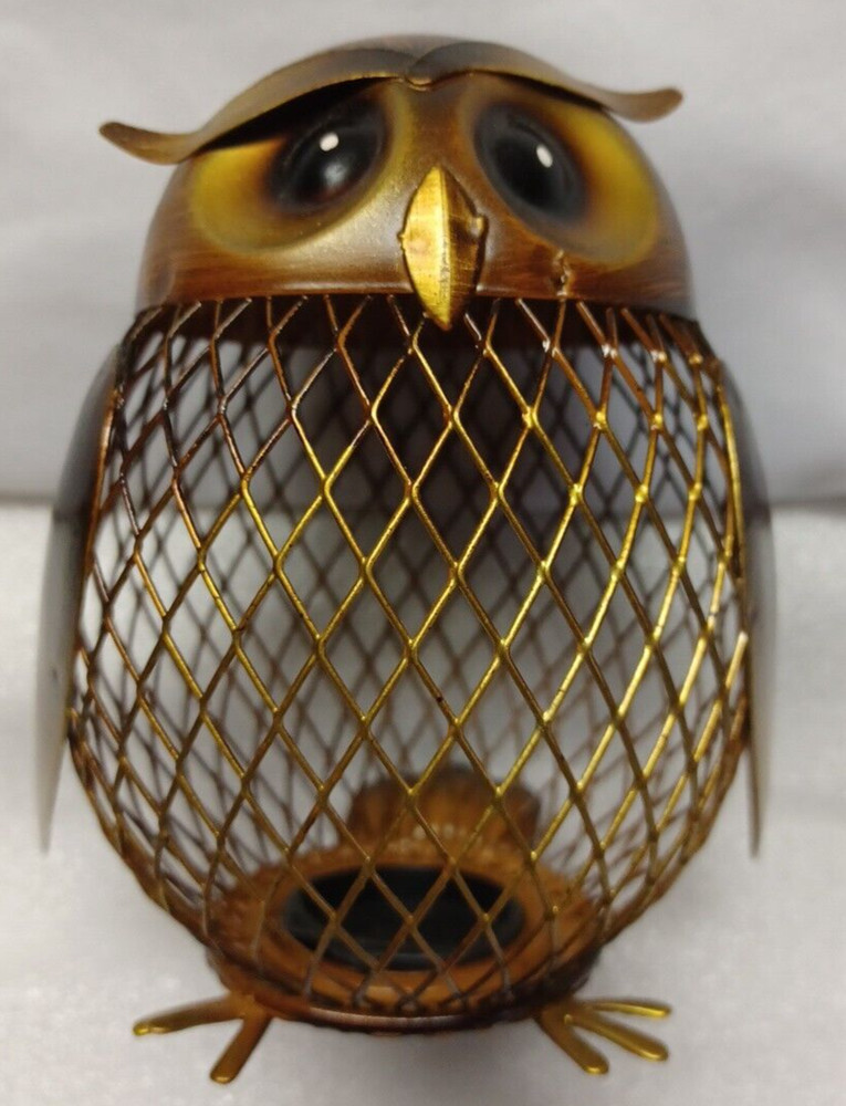 OWL Coin Bank Money Box Golden Metal Piggy Decoration 6″x5″ Chi Omega Christmas