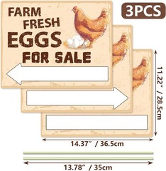 3Pcs Double Sided Farm Fresh Eggs Sign Eggs for Sale Sign Corrugated Plastic Fre