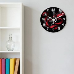 Red and Black Ribbon Wooden Silent Wall Clock No Battery Home Decors