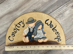 Wood Cottage Sign «Country Welcome» 14.5″X7″ Vintage Handmade