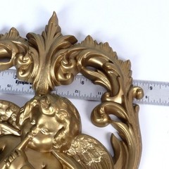 Vtg 1981 Burwood Resin Musical Angel Cherub Wall Plaque 2510-3 Hand Painted Gold