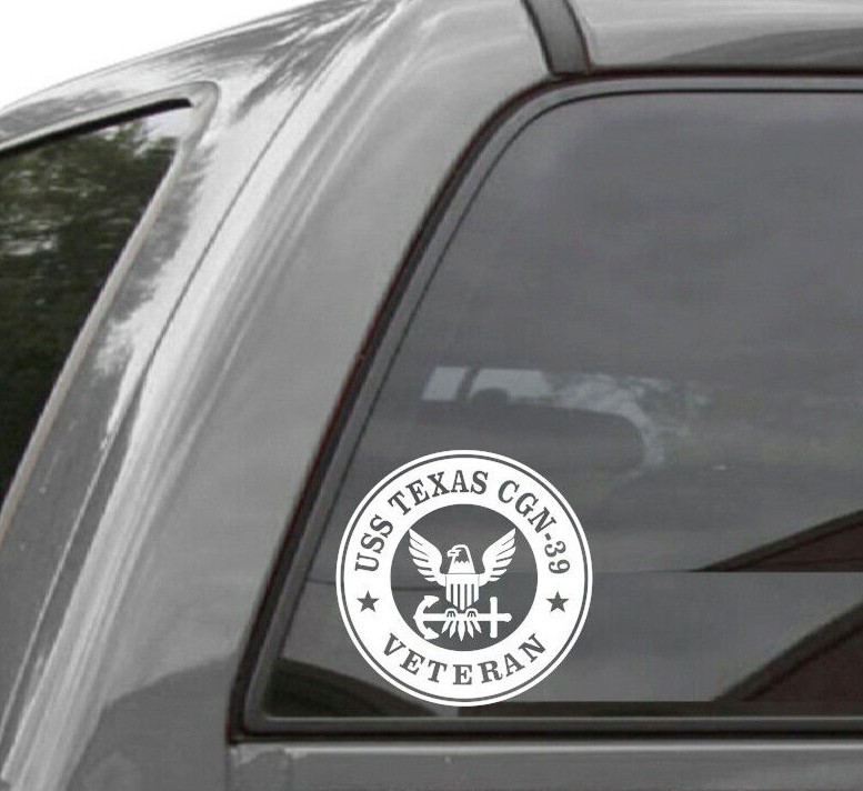 USS TEXAS CGN-39 VETERAN Vinyl Window Decal U.S. NAVY