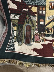 Dept 56 Dickens’ Village Woven Tapestry Christmas 100% Cotton Throw Blanket USA