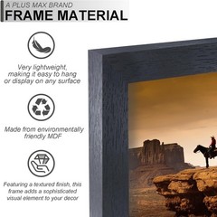 8×8 Picture Frame 2 Pack Black Engineered Wood for 8×8 Photo Poster Lightweight