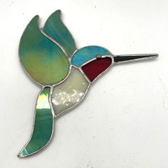 Stained Glass Little Hummingbird Sun Catcher – Iridescent Opaque Transparent