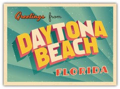 Daytona Beach Florida USA State Greetings Retro Emblem Car Bumper Sticker -SIZES