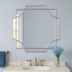 Decorative Wall Mirror, Silver Accent Modern Mirror for Entryway