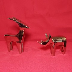 Antelope & Rhino Stainless Steel Figures Living Room Decorations