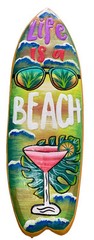 39” LIFE IS A BEACH SIGN WITH HAND CARVED WOOD WALL ART TIKI TROPICAL DECOR