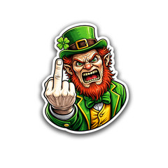 Leprechaun Finger Sticker 4 Inch Vinyl Decal Waterproof Funny Irish Pot of Luck