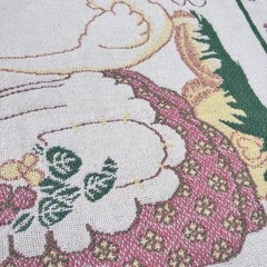 Vintage Precious Moments Blanket Goose Rainbow Girl Goose Heart Floral Fringe