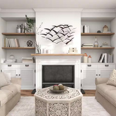 47 In. X 26 In. Metal Black Sleek Flying Flock of Bird Wall Decor