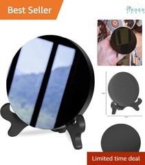 Black Obsidian Scrying Mirror Circle Disc Feng Shui Home Decor 8cm