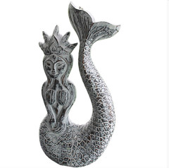 Mermaid Sea Maid Relief Panel Nautical carved wood Bali Art Wall Sculpture left