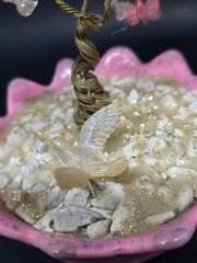Copper Wire Bonsai Tree, Pink & White Beads, White Rocks Pink Bowl Home Decor