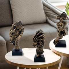 3pcs Thinker Statuesilence Is Gold Abstract Art Figurineno Hear No See No Speak