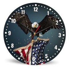 America Flag Eagle Wall Clocks,Patriotic Bald Eagle Wall Clock Usa Flag