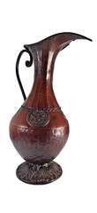 Metal Vase 15 Inches Tall – Middle Eastern – Pitcher Style – Heavy Metal Base