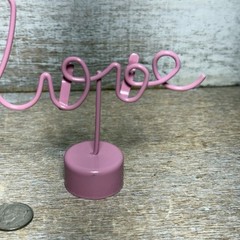 Unbranded LOVE Metal Picture With Clips Frame Script Letter PINK 3.5″x3″