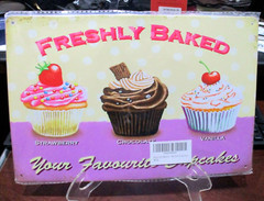 Metal sign retro FRESHLY BAKED YOUR FAVOURITE CUPCAKES approx 11.5”X8” New seale