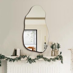 Irregular Asymmetrical Wall Mirror for Living Room Bathroom Entryway, Modern Dec