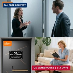 No Soliciting Sign for Front Door 9×6 Inches, 2 Pack Self-Adhesive Aluminum Meta