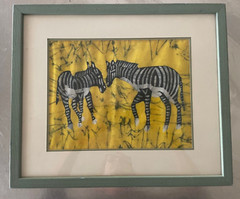 Zebra Framed Wall Art Tie Dye Yellow and Black 16.5 in. x 13.5 in.