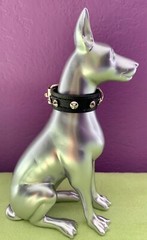 Metallic Silver Electroplated Doberman Pinscher Dog Sculpture Resin 7″ Statue
