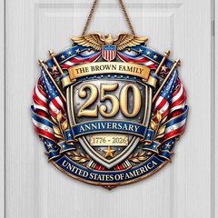 Anniversary USA Eagle Shield Flag, Personalized Custom Shaped Wood Sign