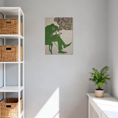 Funny Smoking Frog Wall Art Canvas Print Quirky Retro Bar Bedroom Decor