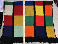 Vintage Mondrian Window Pane Blanket Crochet Throw Knitted Squares Cubes 70×40
