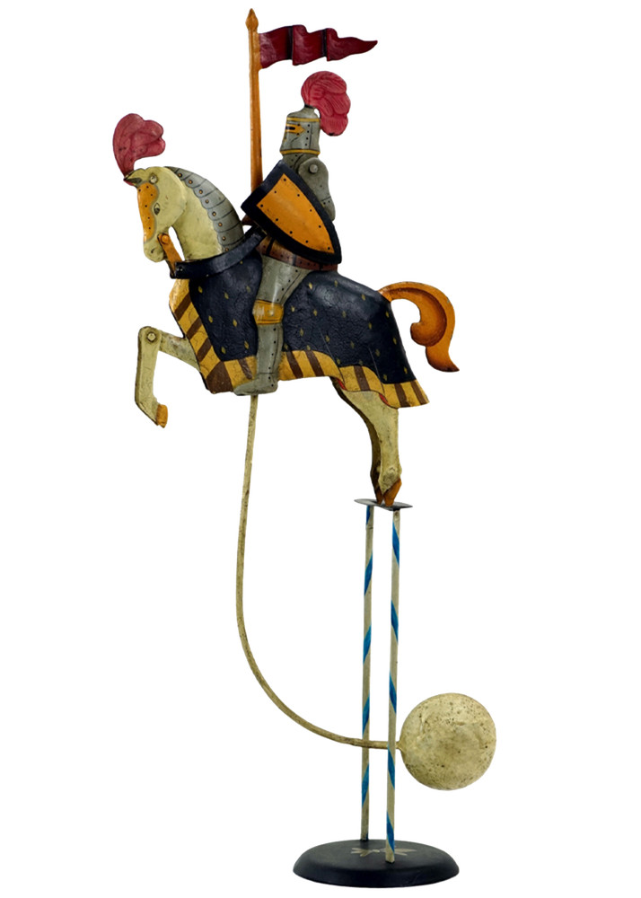 Medieval Knight On A Horse Sky Hook Teeter Totter 22″ Tin Balance Folk Art Toy