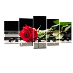 Canvas Prints Painting Picture Photo Wall Art Home Decor Rose on Piano Black