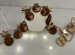 Wooden Lunar Phase Moon & Stars Boho Wall Hanging Decor 60” String Laser Craft