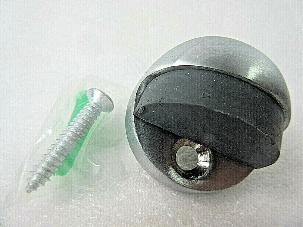 Brushed Chrome Brass Floor Mount Dome Door Stop 1/2 In New 807900 1.75 In Dia