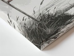 Monochrome Flag In Grass Canvas Minimalist Freedom Line Art Wall Decor Wall Art