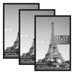 upsimples 11×17 Picture Frame Black 3 Pack Scratch-Proof 11 x 17 Poster Frame…