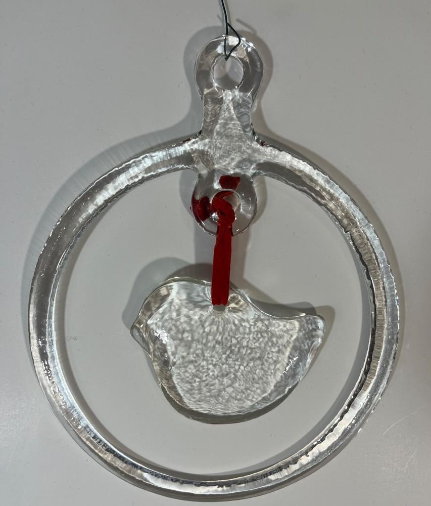 Kosta Boda Bertil Vallien Clear Glass Bird Suncatcher Ornament 9 Inch