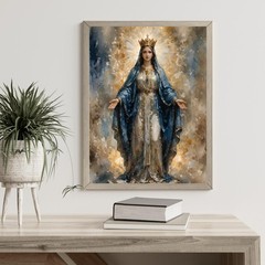 Queen Virgin Mary Print Christian Religious Blessed Mother Wall Art Poster