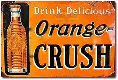 Orange Crush Metal Sign Vintage Retro 1950s Aluminum Decorative Sign