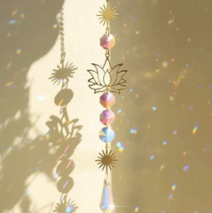 1pc Crystal Lotus Sun Catcher: Rainbow Maker Prism Hanging Garden Decor – NEW
