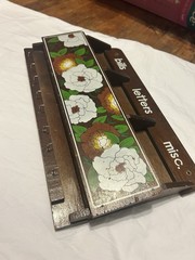 Vintage Wooden Mail Organizer Key Holder Bills Letters Misc Floral Wall Rack