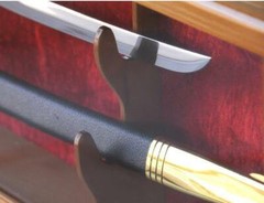 Sword Display Case Black & White Saber USMC NCO Navy Katana Blade Wood Cabinet