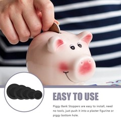 Piggy Bank Plug Rubber Black For Storage 20Pcs 1.5X1.5X0.2In