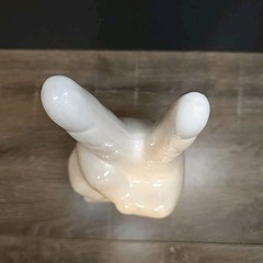 Large Peace Out Hand Symbol Sign White Ceramic Boho Deco Figure 8” Tall