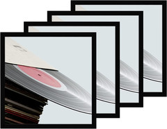 4 Pack 12.5×12.5 Black Vinyl Record Frames for 12″ LP Album Covers Wall Decor